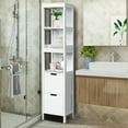 thumbnail image 4 of Gymax Bathroom Floor Cabinet Multifunctional Storage Organizer 5Tier Shelves&2 Drawers, 4 of 10