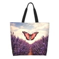thumbnail image 1 of Fotbe Butterfly Over Lavender Bolsa Tote Estética de Lona con Estampado para Mujer - Bolsa Reutilizable de Hombro Casual para Vacaciones, Compras, Trabajo y Gimnasio, 1 of 8