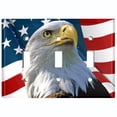 thumbnail image 2 of Metal Light Switch Plate Outlet Cover (Patriot Eagle Flag - Triple Toggle), 2 of 2