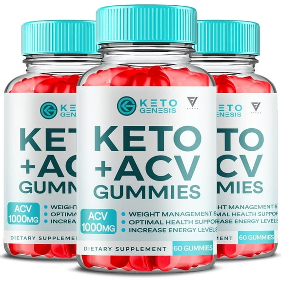 (3 Pack) Keto Genesis Keto   ACV 1000mg Gummies Vitamin B12 Vitamin B6 Advanced Gut Health Digestion Support (180 Gummies)