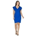 thumbnail image 5 of 24seven Comfort Apparel Womens V Neck Ruffle Sleeve Knee Length Dress-R0066303-MAGE-M, 5 of 8