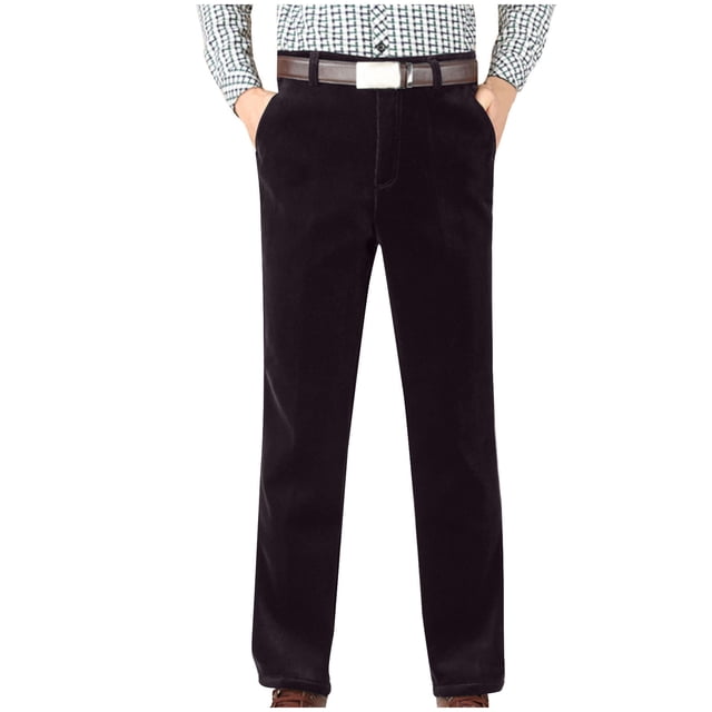 Pantalones largos para hombre, de color liso, rectos, de tubo, sin terciopelo añadido, de cintura alta, con cremallera y bolsillo, de pana, de poliéster.