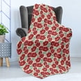 thumbnail image 4 of Poppy Flower Soft Flannel Fleece Throw Blanket, Spring Garden Pattern with Red Blossoms Capsules and Little Dots, Cozy Plush for Indoor and Outdoor Use, 50" x 60", Mint Green Beige, by Ambesonne, 4 of 5