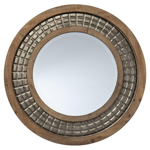 Meubles SEI Arajuno Rond Miroir Décoratif en Bois Traditionnel en Naturel