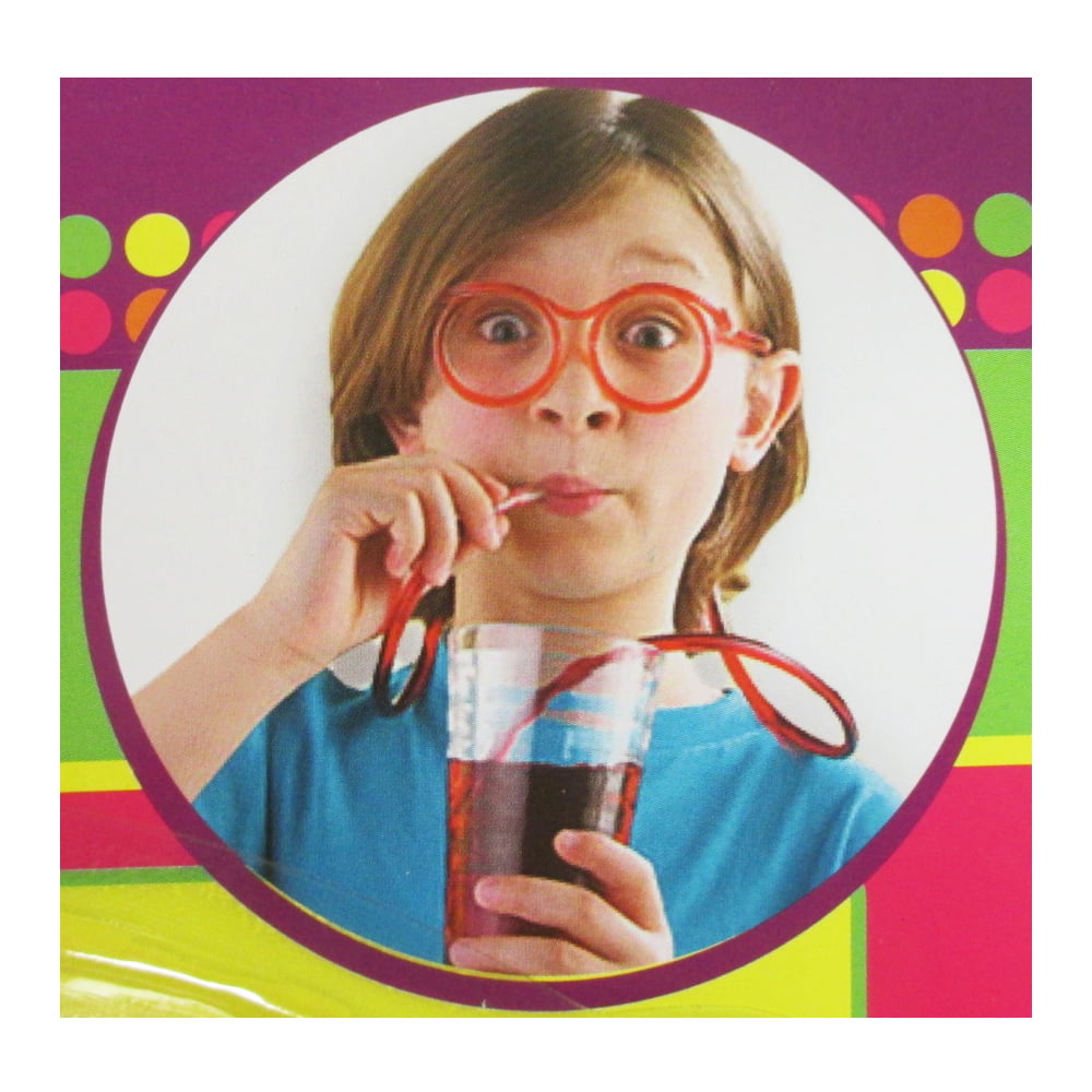 Flexible Novelty Soft Glasses Silly Drinking Straw Glasses _NEW For Kids P O9C3