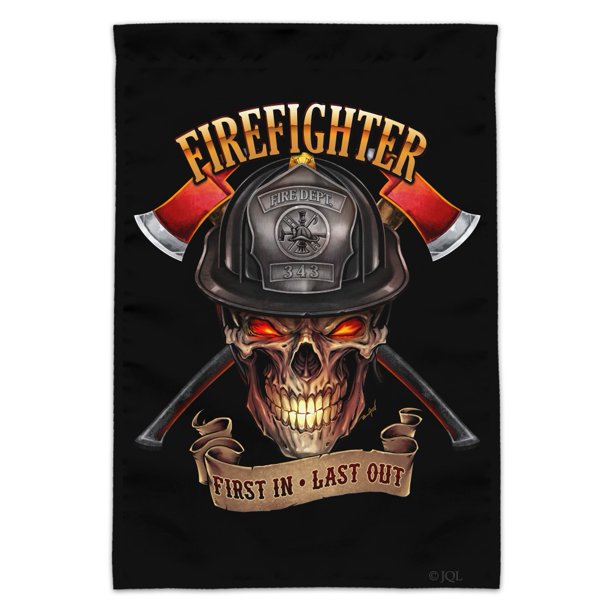 Firefighter Skull First In Last Out Fireman Garden Yard Flag - Walmart ...