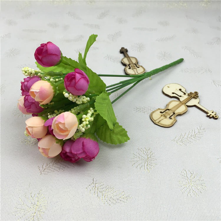 1 Bouquet 15 Head Artifical Plastic Rose Home Garden Wedding Decor Silk Flower