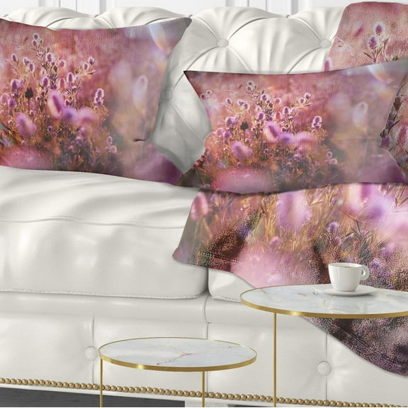 Designart 12" x 20" Purple Polyester Throw Pillow