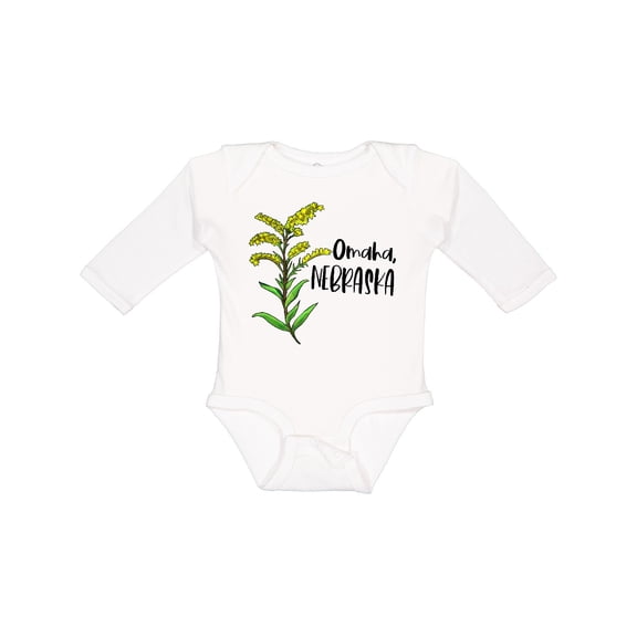 Inktastic Omaha, Nebraska Goldenrod Flower Boys or Girls Long Sleeve Baby Bodysuit
