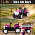 thumbnail image 6 of Funcid 24 Volt Ride on Toys with Remote, 5 AH Electric Ride on Vehicles for Kids, 240W Ride on Tractor, Power Car Wheels w/ Detachable Trailer, Bluetooth, Music, Taillight & Light Switch, Pink, 6 of 7