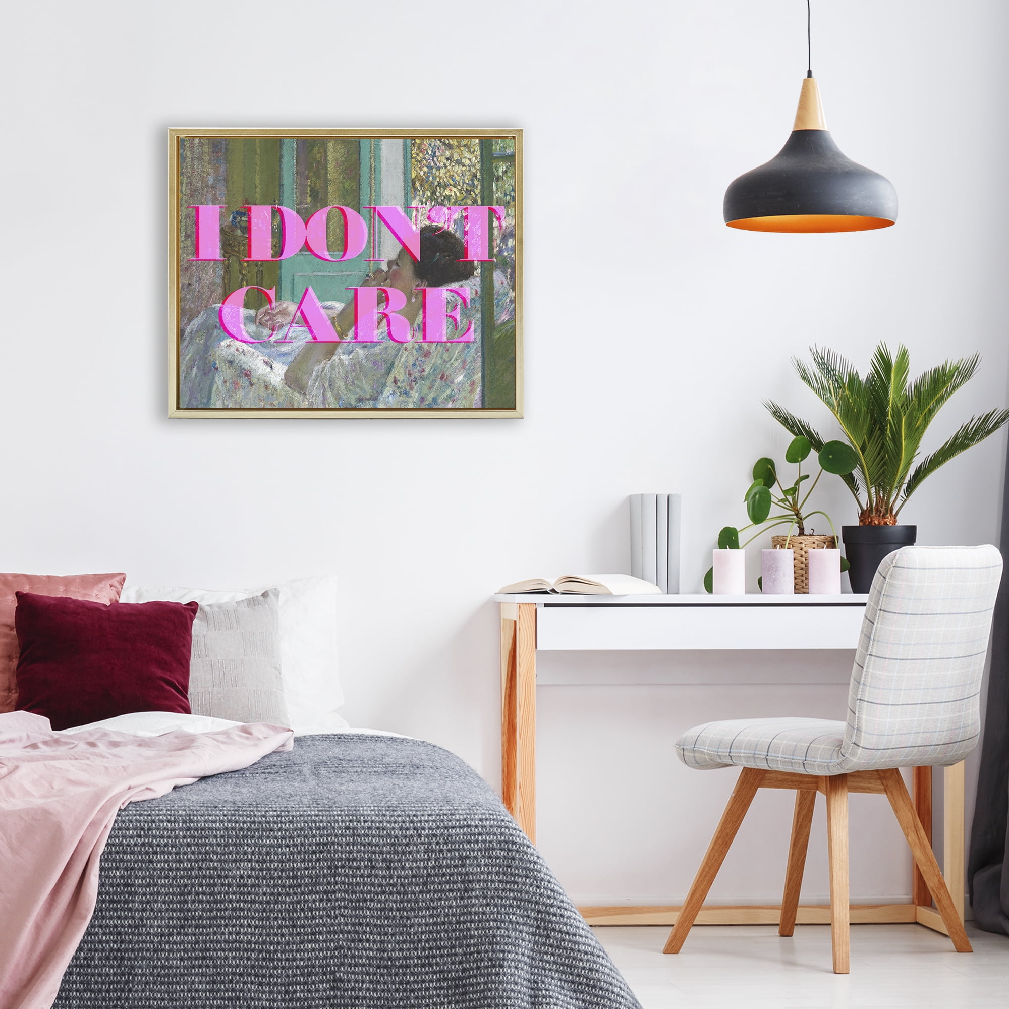 I Don't Care over Classic Painting Gold Framed Floater Canvas Wall Art, design by Lil' Rue