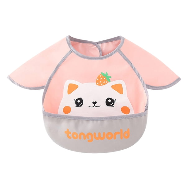 Babero de manga larga con recogedor de comida - Babero de manga a prueba de desorden para comidas, pintura y alimentación de niños pequeños - Fácil de limpiar, lavable a máquina