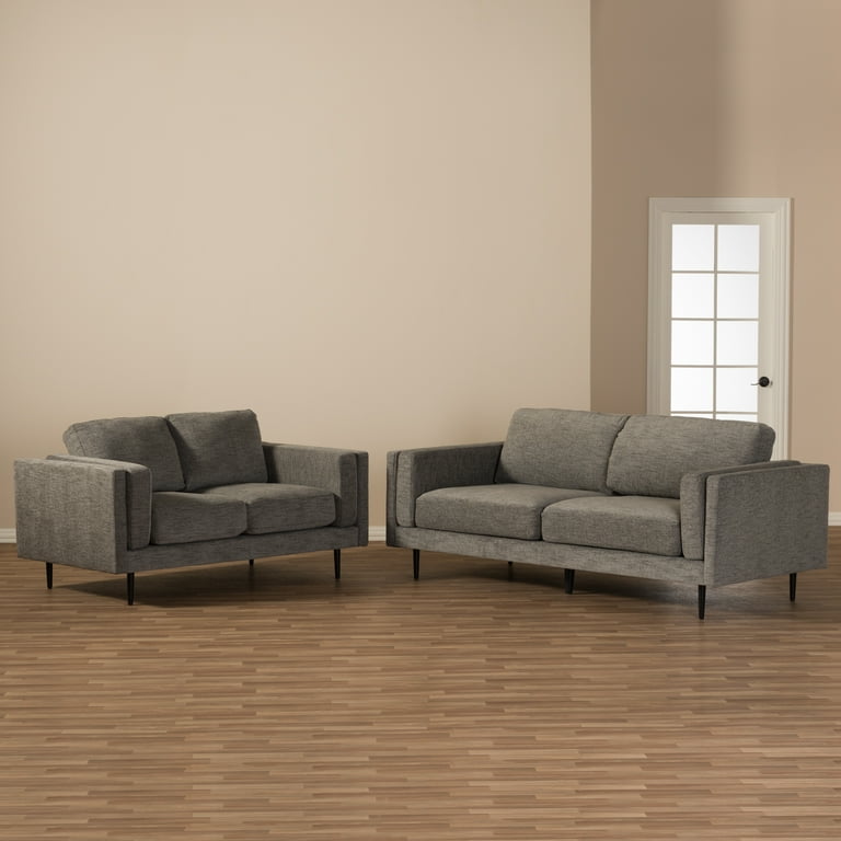 Baxton Studio Brittany Retro Mid Century Modern Grey Fabric Upholstered 2 Piece Living Room Set