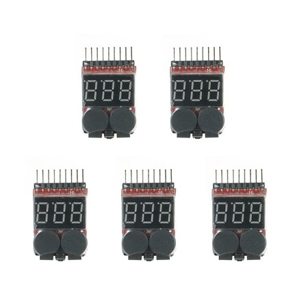 5pcs RC Lipo 2 in 1 Battery Voltage Tester Battery Checker Voltmeter Low Voltage Buzzer Alarm 1s~8s Low Battery (Best Battery 2 In 1 Laptop)