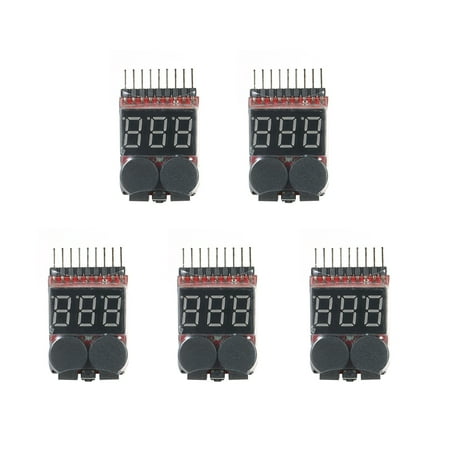 Battery Drain Tester Switch - 5pcs RC Lipo 2 in 1 Battery Voltage Tester Battery Checker Voltmeter Low Voltage Buzzer Alarm 1s~8s Low Battery Indicator