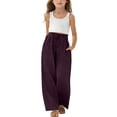 thumbnail image 5 of Mercatoo Girls' Twill Pull on Denim Pants Elastic Waist Wide Leg Jeans for Girls Stretchy Baggy 𝐏alazzo Straight Leg Chambray Pants, 5 of 9