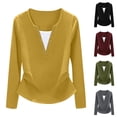 thumbnail image 4 of Pejock Women's V-Neck Long Sleeve Blouse, Loose Fit Rhinestone Decorated Tops, Comfortable Fall Winter Casual Shirts for Daily and Party Wear, 4 of 8