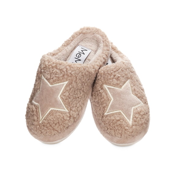 MeMoi Kids' Embroidered Shaggy Star Non-Skid Slippers