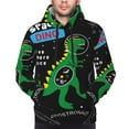 thumbnail image 4 of Bingfone Space Dino Cartoon Black Men'S Drawstring Hoodie Long Sleeve Pocket Sweatshirts-Small, 4 of 9