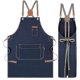 thumbnail image 1 of Genixart Chef Apron for Men Women with Pockets, Cotton Canvas Apron for Kitchen Cooking Baking Artist Painting, Cross Back Work Aprons for Shop, Garde, 1 of 5