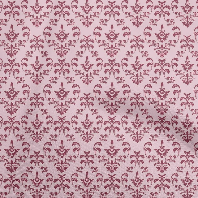 oneOone Polyester Spandex Rose Pink Fabric Damask Sewing Material Print Fabric By The Yard 56 Inch Wide