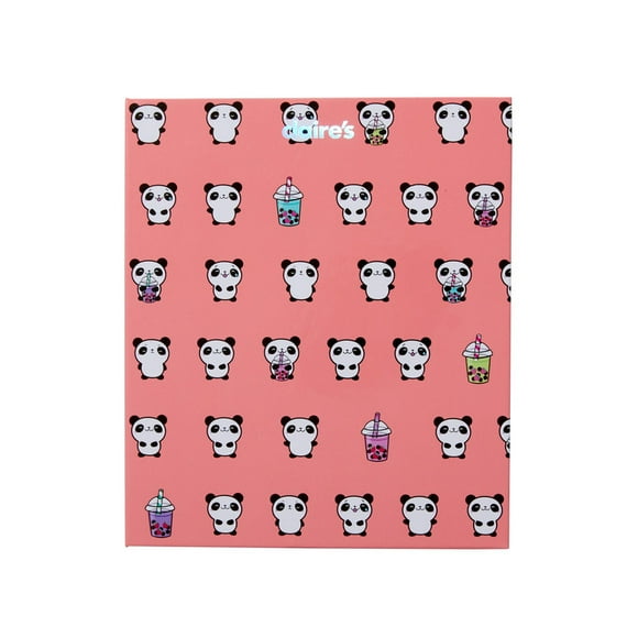 Claire's Palette de Maquillage Cosmétique pour Enfants Peach Panda Motif de Thé Boba à Boire, Contient des Fards à Paupières, des Gloss pour les Lèvres et du Fard à Joues avec Pinceaux Applicateurs