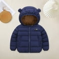 thumbnail image 2 of Gubotare Girls Jackets Winter Toddler Girls Winter Coat Water Resistant Down Filling Hooded Fleece Lined Little Kids Puffy Jacket Size 3T 4T (Navy,3-4 Years), 2 of 4