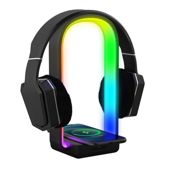Monster - Lampe LED avec Support Casque et Chargeur Sans Fil Intégré, Télécommande Incluse