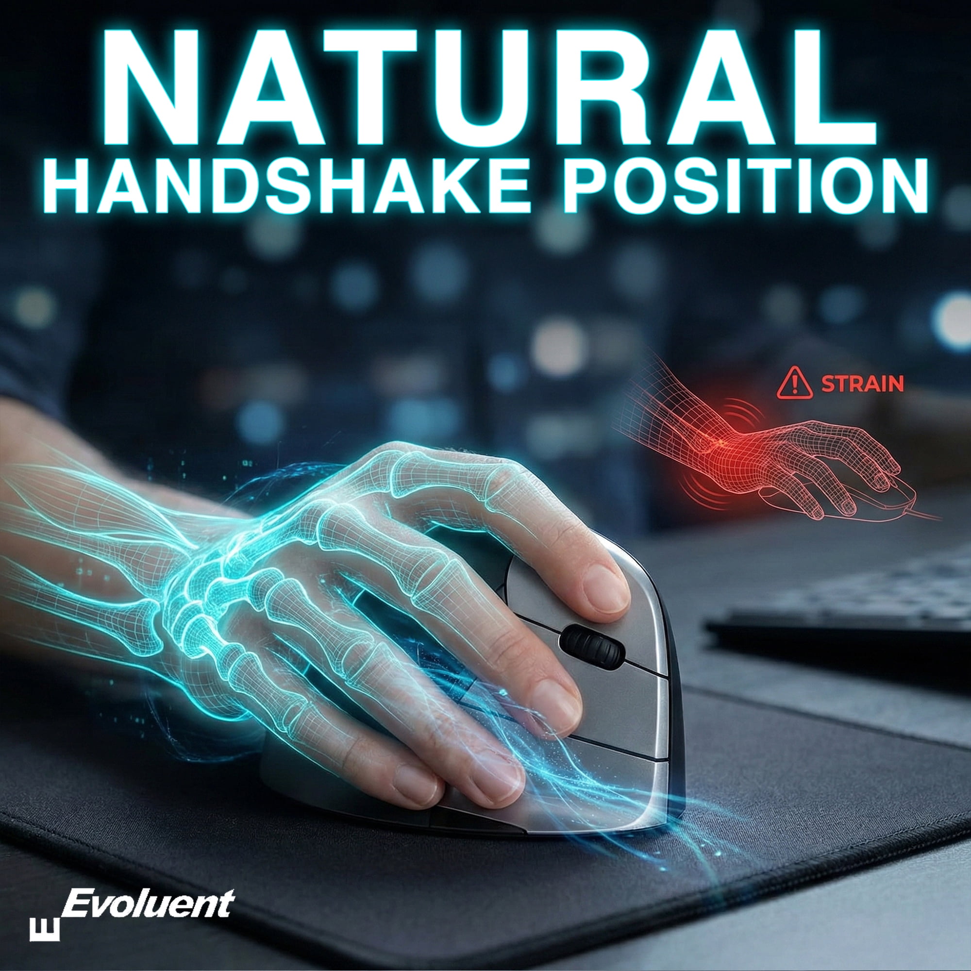 Evoluent – Inventor of The Vertical Mouse – VMC Vertical Ergonomic Mouse Wireless USB/Bluetooth Ergo Design for Right Hand M-L, Sculpted Comfort, 4 Speeds, Copy & Paste Buttons