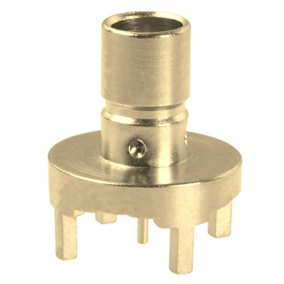 131-8701-201 Conn Mini-SMB, 0Hz to 2GHz 75Ohm Solder ST Thru-Hole RCP Gold, Bulk, RoHS
