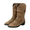 thumbnail image 5 of PBFRDSJ Women's Casual Round Toe Mid Calf Cowboy Boots Western Suede Cowboy Mid Calf Boots for Women Outdoor Daily Wear, 5 of 8