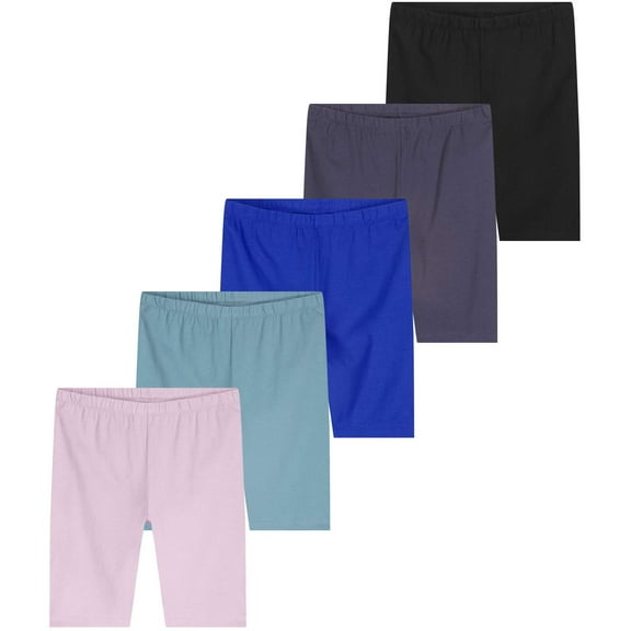 5 Pack: Girls' Dry-Fit Active Athletic Dolphin Shorts (Ages 4-16)
