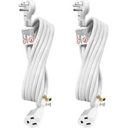 FIRMERST 10 Feet Flat Plug Extension Cord 14 AWG 1875W 15A White UL Listed, Pack of 2