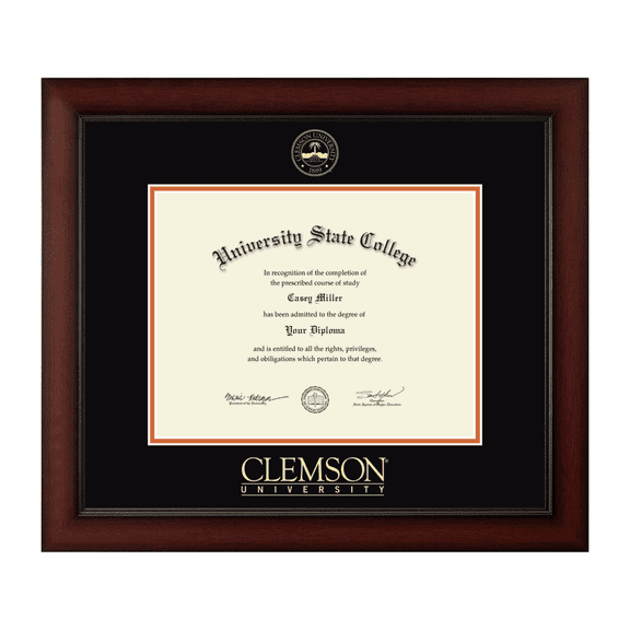 Framerly - Clemson Diploma Frame with Black and Orange Mat