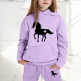 thumbnail image 2 of Girls Outfits Horse Print Hooded Sweatshirts Pants Children Comfy Streetwear Fall Winter Outfit Set, 2 of 4