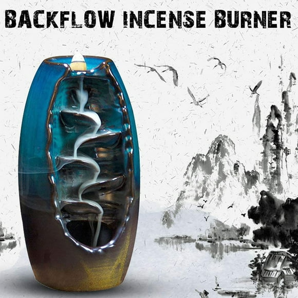 Xihbxyly Backflow Incense Holder, Waterfall Incense Burner, Incense Waterfall Fountain, Ceramic Incense Burner for Home Zen Decor Yoga Spa, Nature Theme Incense Burner, Adorable Home Desk Decor