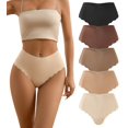thumbnail image 1 of Tangas SHARICCA de cintura alta sin costuras para mujer, paquete de 5, talla L, 1 of 5