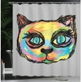 thumbnail image 4 of Ambesonne Cat Shower Curtain, Sketch Art Dark Big Eyes, 69"Wx70"L, Multicolor, 4 of 5