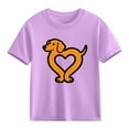 thumbnail image 2 of Yeaiivve Girls Boys Summer T Shirts Funny Cute Dog Heart Graphic Tees Soft Cotton Casual Crewneck Tops Comfy Loose School Performance Tshirt Purple 130, 2 of 10