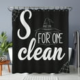 thumbnail image 1 of Stylish Black Shower Curtain with White 'S' & 'For Some Clean' - Halloween Decor!, 1 of 5