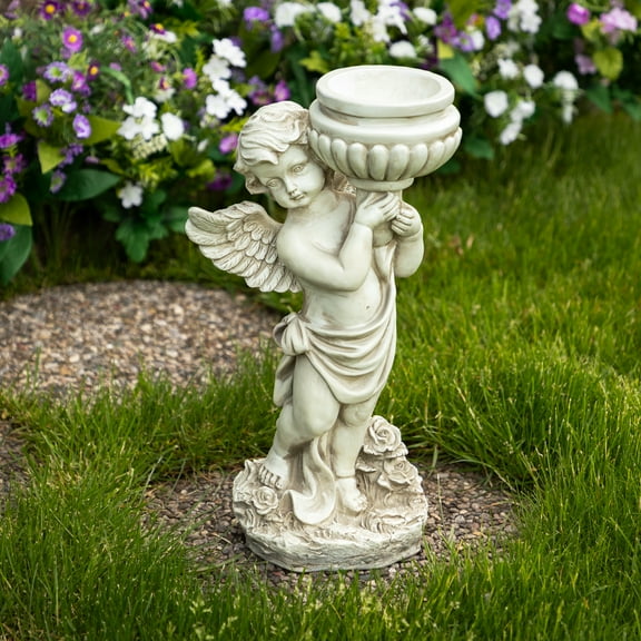 Northlight 17.5" Cherub Angel Bird Bath Outdoor Garden Statue