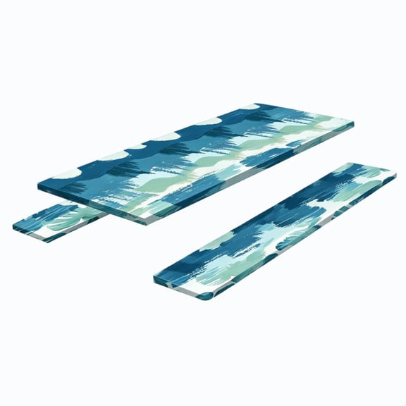 Green Plants Pattern Picnic Table Cover Set 3 Piece, Stretch Polyester for Bench Seats, Liquid Blocking & Quick Dry, Outdoor Furniture Protector for Backyard BBQ, Thoughtful Gift for Camper