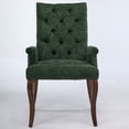 thumbnail image 2 of Upholstered Chenille Fabric Accent Chair with Armrests & Curved Solid Wood Legs Elegant Tufted Dining Chair for Dining Room Kitchen Living Room Olive Green Single Pack, 2 of 26
