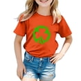 thumbnail image 4 of KKBOTIVE St Patrick Day Shirt Girls Boys Green Lucky Shamrock Clover Tees Short Sleeve Round Neck Pullover Soft Cozy Kids Back To School Clothes, Orange Size: 12-13 Years, 4 of 4