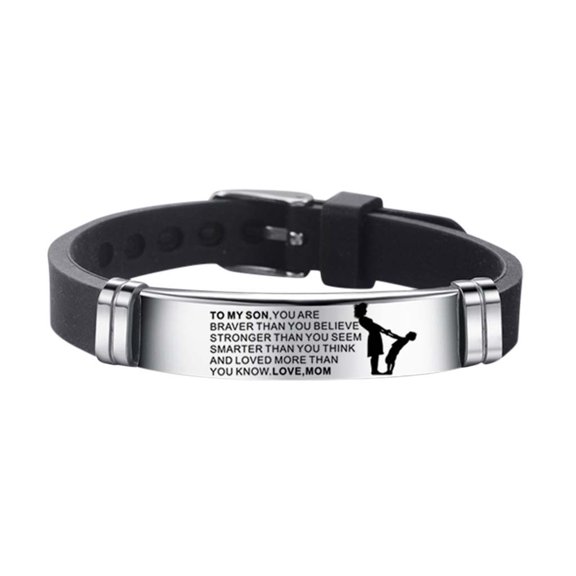 SUSHANG Stainless Steel Silicone Wristband Dad From Silicone Inspirational Mom Bracelet Bracelet Bracelets Son & and Steel Bracelets