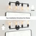 thumbnail image 4 of KAWOTI Bathroom Vanity Light over Mirror, Modern Wall Light with Clear Glass Shades(Black), 4 of 7