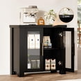 thumbnail image 4 of Sideboard Buffet Cabinet  with 2 Glass Doors,31.5” Wooden Accent Cabinet with Stylish Handles,Modern Storage Cabinets for Living Room, Entryway, Dining Room, Coffee Bar, 4 of 7