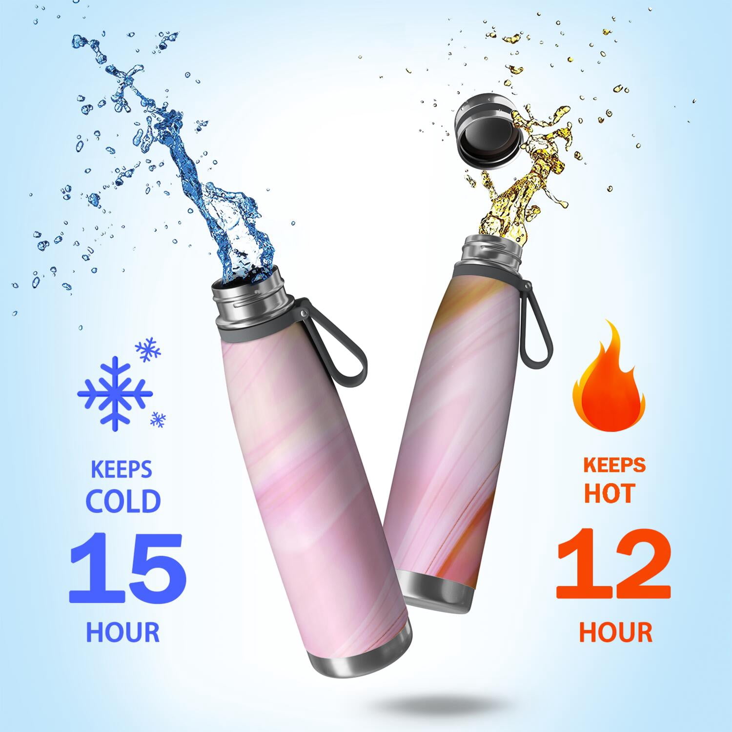 29oz Insulated Water Bottle with Tea Infuser, Stainless Steel Travel Mug, Liquid & Marble Print