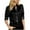 Black, variant on yillto Womens 3/4 Sleeve Satin Top V Neck Button down Collared Dressy Shirts Silky Business Blouses