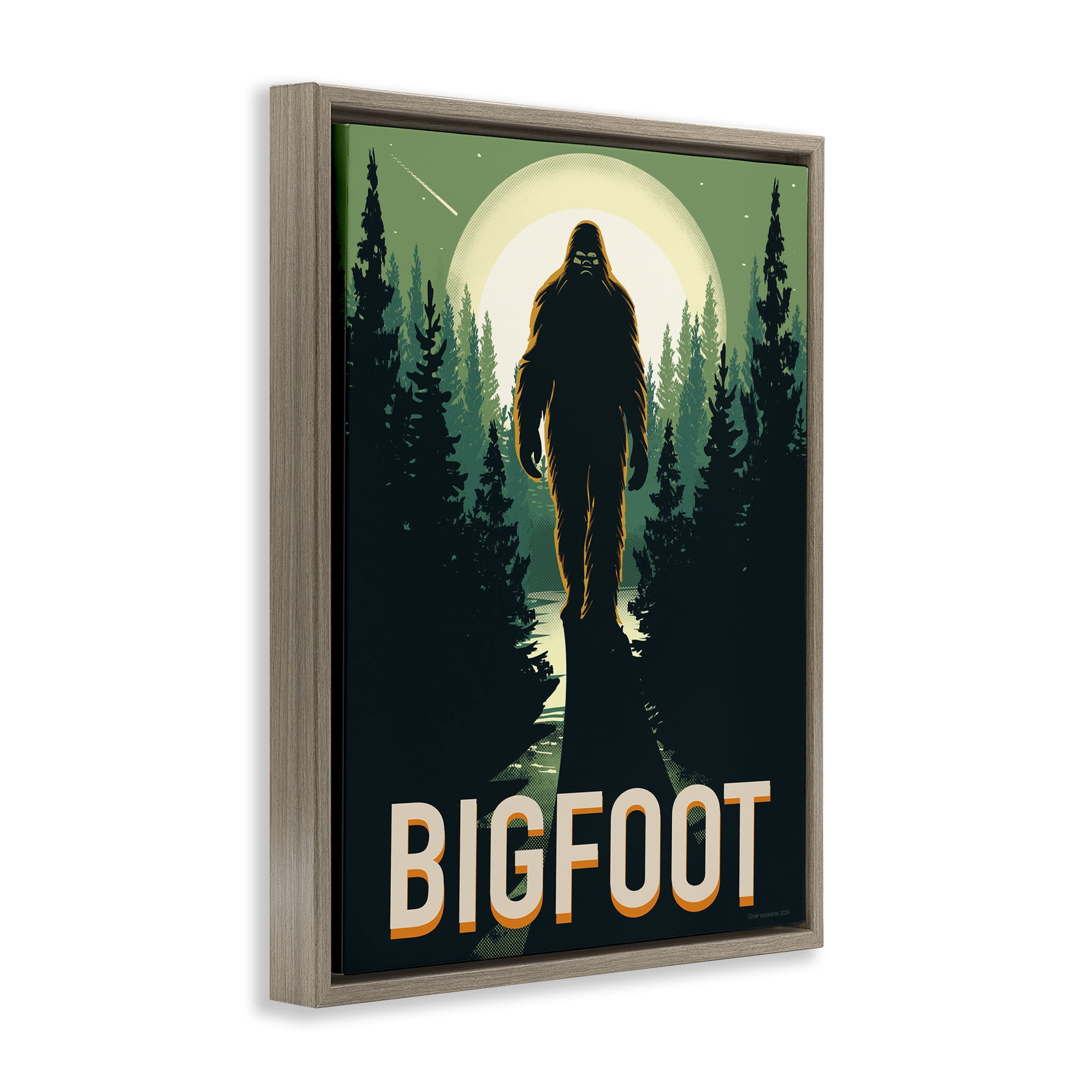 Stupell Industries Cryptid In The Woods Brown Framed Floater Canvas Wall Art, design by Omar Escalante